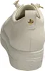 A close-up rear view of a white platform sneaker. Voir les images du produit