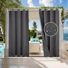 Outdoor curtains on a patio with a pool and furniture. Produktbild-Vorschau