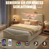 UnboxG Doppelbett 140×200 cm, beige, Samtstoff, mit 4 Produktbild-Vorschau 4