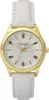 A close-up studio shot of a women's Nautica watch with a white leather strap and a gold-tone case. Podgląd zdjęcia produktu