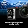 A Lexar Professional SD card is shown in front of a camera with a mountain landscape in the background. Voir les images du produit