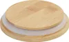 A close-up, top-down view of a round bamboo lid with a white silicone seal. Produktbild-Vorschau