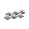 A set of six coffee cups and saucers with a decorative pattern. Produktbild-Vorschau