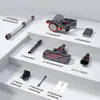 A display of vacuum cleaner accessories arranged on tiered white platforms. Produktbild-Vorschau