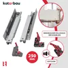 Collage of cabinet drawer slides, including close-ups of components and a demonstration of the drawer slide functionality. Náhled obrázku produktu