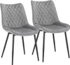 Two grey velvet dining chairs with black metal legs are shown against a white background. Produktbild-Vorschau