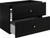 A black bathroom cabinet with two drawers, one slightly open. Náhled obrázku produktu