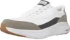 A white Skechers sneaker with gray and brown accents is shown from a side angle against a white background. Náhled obrázku produktu