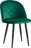 A single green velvet chair with black metal legs is shown against a white background. Podgląd zdjęcia produktu