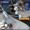 A collage of images showing a wet vacuum cleaner being used to clean car seats, carpets, and upholstery, with text labels indicating different cleaning applications. Produktbild-Vorschau