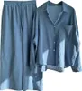 ASKSA Damen Hosenanzug Musselin Bluse Zweiteiler Sommer Produktbild-Vorschau 1