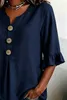 ASKSA Damen Bluse Musselin Tshirt V-Ausschnitt 3/4 aermel Produktbild-Vorschau 3