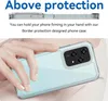 A hand holding a clear phone case with a phone inside, with marketing text above. Produktbild-Vorschau