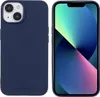 A dark blue iPhone case is shown next to an iPhone with a colorful wallpaper. Produktbild-Vorschau