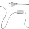 A white power cord with a plug and an inline switch on a white background. Produktbild-Vorschau