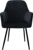 A black velvet dining chair with black metal legs, shown from the front against a white background. Náhled obrázku produktu
