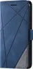 A blue flip case for a smartphone, with a geometric pattern. Produktbild-Vorschau
