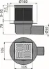 Technical drawing with dimensions of a floor drain. Produktbild-Vorschau