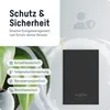 A black power bank is shown next to a plant, with text describing its safety features. Anteprima dell’immagine prodotto