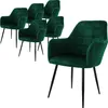 A set of six dark green velvet dining chairs with black metal legs, arranged in two rows. Náhľad obrázku produktu