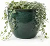 Fioriera verde muschio smaltata in gres resistente al gelo Anteprima dell’immagine prodotto 5