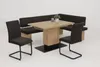 A dining set with a corner bench and two chairs around a table, presented on a white background. Produktbild-Vorschau