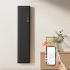 A hand holding a smartphone with a heating app open, in front of a wall-mounted electric heater. Anteprima dell’immagine prodotto