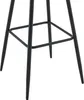 Close-up of the base of a black bar stool, showing the legs and footrest. Produktbild-Vorschau