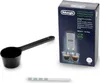 A black measuring scoop and a box of DeLonghi descaler are shown against a white background. Produktbild-Vorschau
