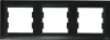 A black frame with three square openings for electrical outlets or switches, presented against a white background. Produktbild-Vorschau