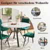 A collage of images showing a marble dining table and chairs in different room settings, with text overlays indicating suitability for various home styles. Náhľad obrázku produktu