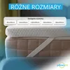 A mattress topper placed on a mattress, with text overlays indicating sizes and brand. Podgląd zdjęcia produktu