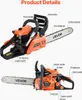 A diagram showing the different parts of a chainsaw with labels. Produktbild-Vorschau