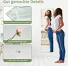 A woman is checking her appearance in a full-length mirror, with close-up shots of the mirror's features. Produktbild-Vorschau