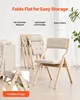 A marketing image showing folded and unfolded chairs, with text overlays highlighting features. Podgląd zdjęcia produktu