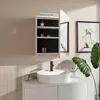 A modern bathroom vanity with a sink, faucet, and a medicine cabinet with a mirror and LED light. Produktbild-Vorschau