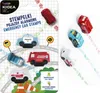 A product packaging for emergency car stamps, showing the packaging and some of the stamps in use. Anteprima dell’immagine prodotto