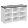 A white shoe bench with a gray cushioned top. Náhled obrázku produktu