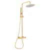 A gold shower system with a rain shower head and a handheld shower head. Náhled obrázku produktu