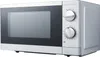 A silver and gray microwave oven is shown from a three-quarter angle against a white background. Náhled obrázku produktu