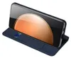 A dark blue flip case for a smartphone, with a credit card inserted into a slot on the case. Produktbild-Vorschau