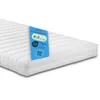 A white mattress with a blue tag attached to the corner. Produktbild-Vorschau