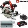 A cordless circular saw kit with accessories, battery, and charger, presented on a white background. Produktbild-Vorschau