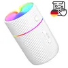 A white humidifier with a colorful LED light on top. Produktbild-Vorschau