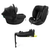 A product shot of a modular car seat system, including a baby car seat, a larger child car seat, and a base, all in black, against a white background. Náhled obrázku produktu