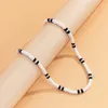 Männer Halskette Schwarz Weiß Bicolor Polymer Clay Retro Produktbild-Vorschau 5