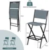 Diagrams showing the dimensions and specifications of a set of bar stools. Podgląd zdjęcia produktu