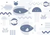 Vlies Fototapete - Minimalist ocean - geometric fish and Produktbild-Vorschau 6