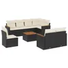 Möbel 9-tlg. Garten-Sofagarnitur mit Kissen Schwarz Poly Produktbild-Vorschau 2