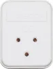 A white electrical adapter with three sockets is shown against a white background. Text 'SECOP' and 'CE' are visible on the adapter. Produktbild-Vorschau